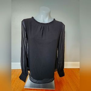 WHBM Black ruffle edge blouse size 0